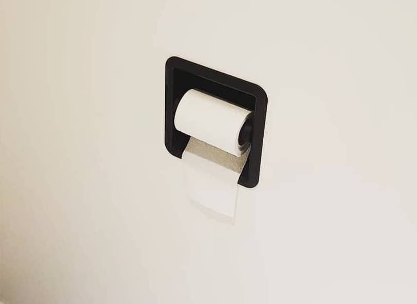 After SmartRoll, matte black recessed holder installed